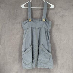 Topshop blue baby doll linen Midi Dress with Button Accents